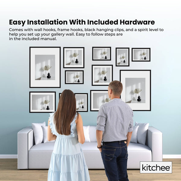 Kitchee 12 Pce Photo Picture Collage Frame Set Mixed Sizes Matt Black