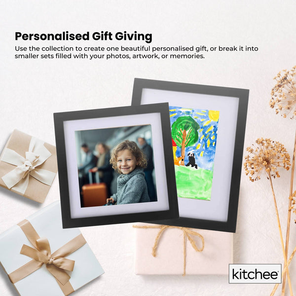Kitchee 12 Pce Photo Picture Collage Frame Set Mixed Sizes Matt Black