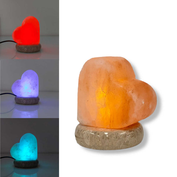 USB Himalayan Salt Lamp Colour Changing Love Heart Shape Rock LED Light