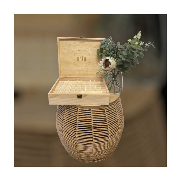 Orku 74 Slot Essential Aromatherapy Oils Storage Box Bottle Holder Pine Wood