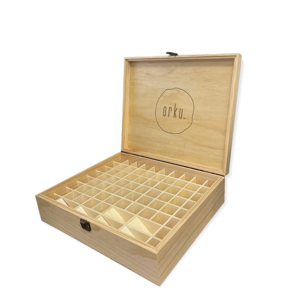 Orku 74 Slot Essential Aromatherapy Oils Storage Box Bottle Holder Pine Wood