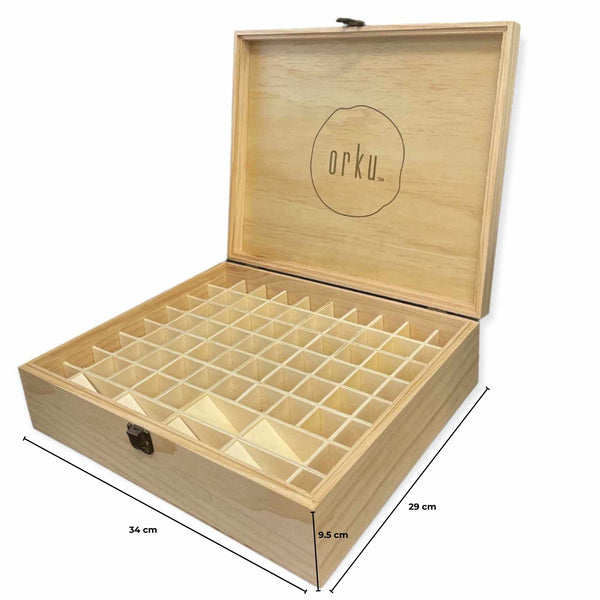 Orku 74 Slot Essential Aromatherapy Oils Storage Box Bottle Holder Pine Wood