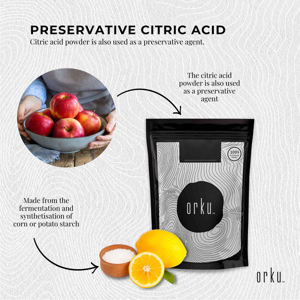 Citric Acid E330 Powder Food Grade Anhydrous GMO Free Preservative C6H807 500g