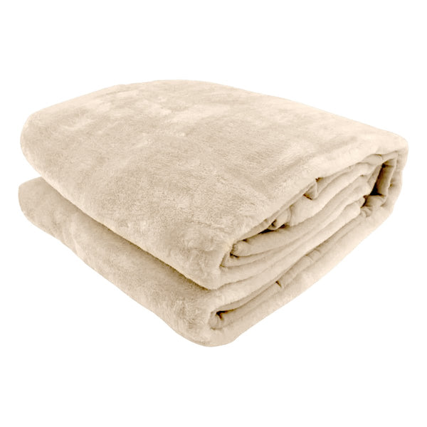 Laura Hill Double Sided 220 x 240cm Faux Mink Throw Rug Blanket 600gsm Beige