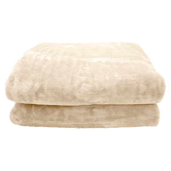 Laura Hill Double Sided 220 x 240cm Faux Mink Throw Rug Blanket 600gsm Beige