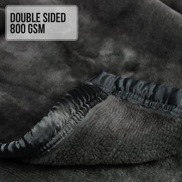 Laura Hill Double Sided 220 x 240cm Faux Mink Throw Rug Blanket 800gsm Black