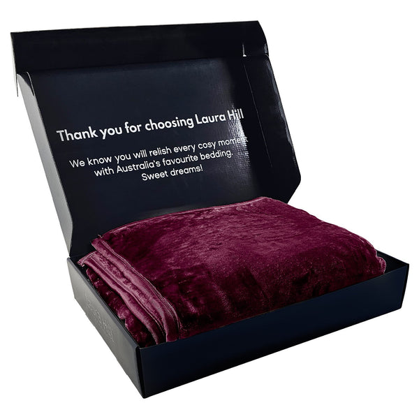 Laura Hill Double Sided 220 x 240cm Faux Mink Throw Rug Blanket 800gsm Purple