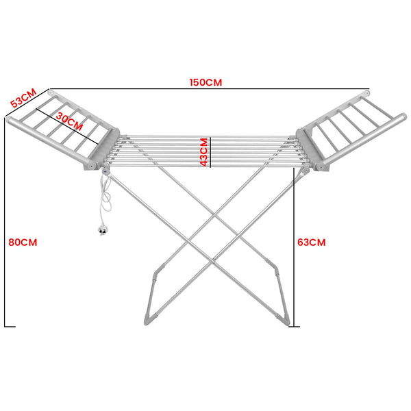 Pronti Heated Towel Clothes Rack Dryer Warmer Airer Hanger Laundry 230W