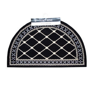 Mason Lattice Half Moon Rubber Backed Bath Mat Black