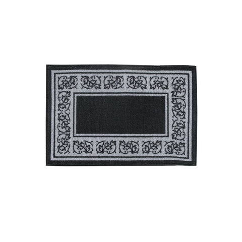 Newton Floral Rubber Backed Non Slip Bath Runner Mat Black 40 x 60cm