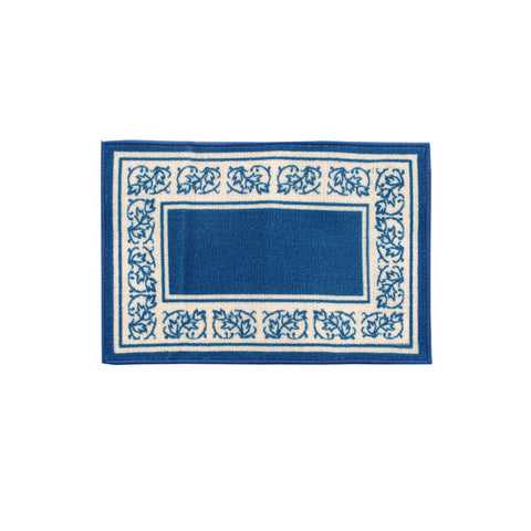 Newton Floral Rubber Backed Non Slip Bath Runner Mat Blue 40 x 60cm
