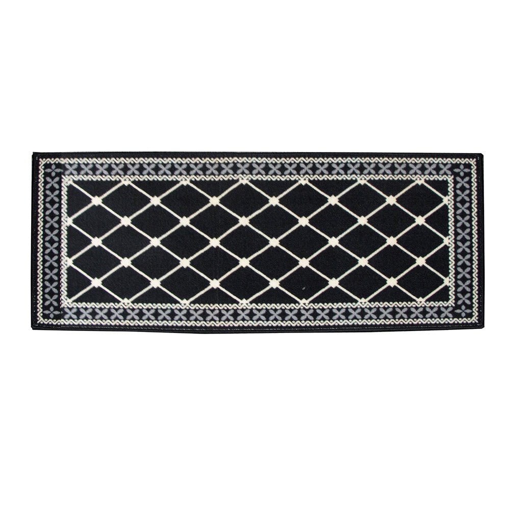 Mason Lattice Rubber Backed Bath Runner Mat Black 50 x 120cm