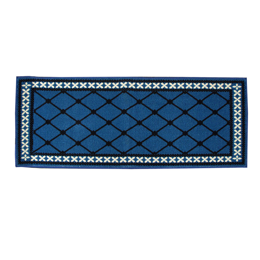 Mason Lattice Rubber Backed Bath Runner Mat Blue 50 x 120cm