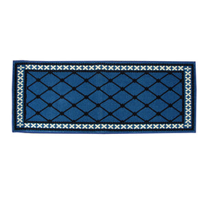 Mason Lattice Rubber Backed Bath Runner Mat Blue 50 x 120cm