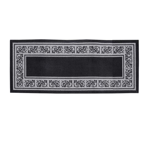 Newton Floral Rubber Backed Non Slip Bath Runner Mat Black 50 x 120cm