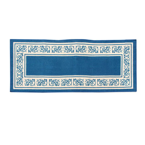 Newton Floral Rubber Backed Non Slip Bath Runner Mat Blue 50 x 120cm
