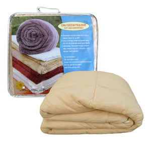 Coral Fleece 150gsm Mattress Underlay Protector Sand Double