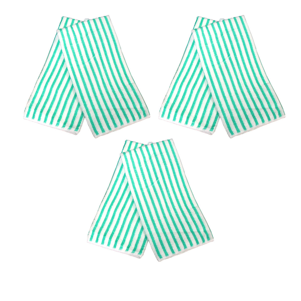 Set of 6 Microfibre Striped Tea Towels 40 x 60cm Green