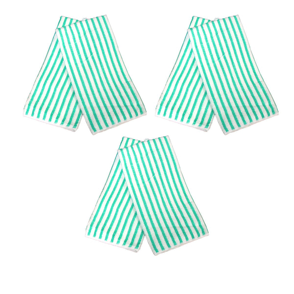 Set of 6 Microfibre Striped Tea Towels 40 x 60cm Green