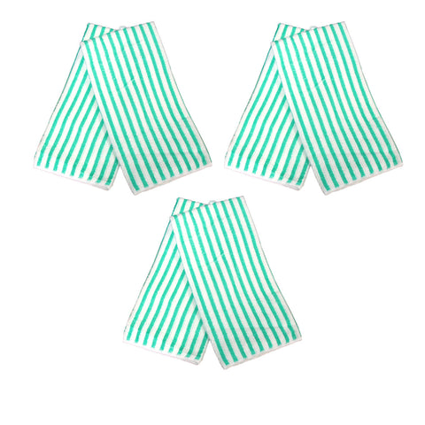 Set of 6 Microfibre Striped Tea Towels 40 x 60cm Green