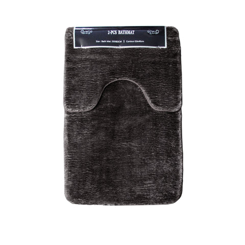 Sorrento 2 Pce Microfibre Non Slip Rubber Back Bath Pedestal Mat Set Mink