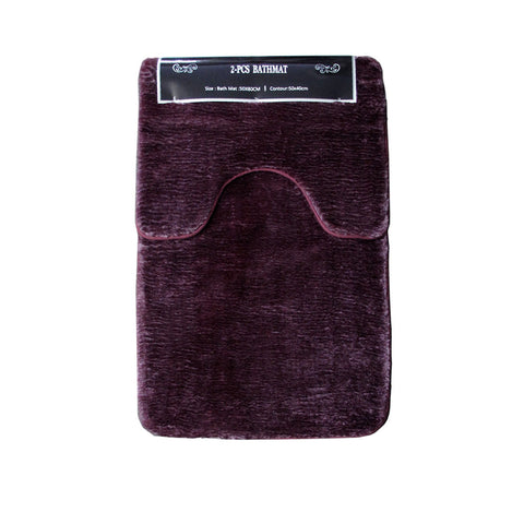 Sorrento 2 Pce Microfibre Non Slip Rubber Back Bath Pedestal Mat Set Plum