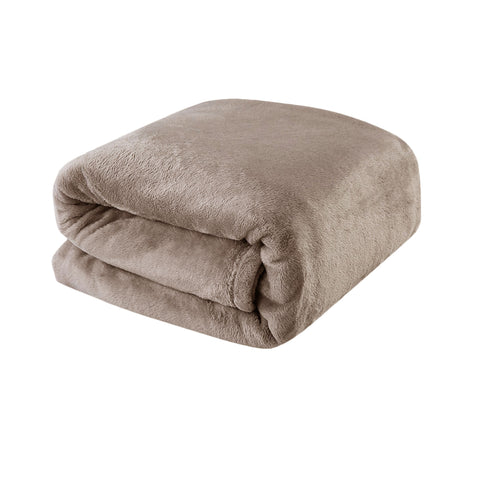 Coral Fleece 300gsm Blanket Rug Throw Charcoal Brown Queen King