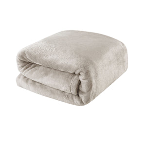 Coral Fleece 300gsm Blanket Rug Throw Oatmeal Brown Queen King