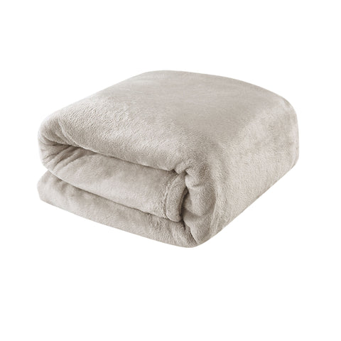 Coral Fleece 300gsm Blanket Rug Throw Oatmeal Brown Queen King