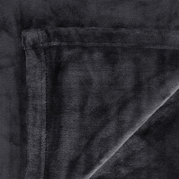 In 2 Linen 350GSM Velvet Touch Blanket Throw Rug Charcoal King / Super King