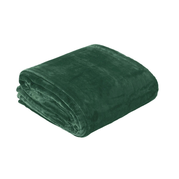 In 2 Linen 350GSM Velvet Touch Blanket Throw Rug Forest Green King / Super King