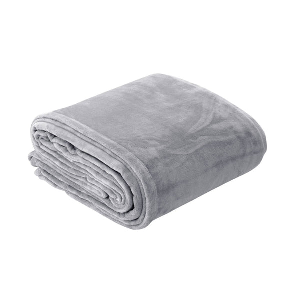 In 2 Linen 350GSM Velvet Touch Blanket Throw Rug Silver King / Super King