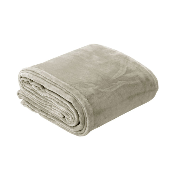 In 2 Linen 350GSM Velvet Touch Blanket Throw Rug Taupe King / Super King