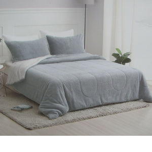 Nolan 4 Piece Fleece Bedspread Comforter Coverlet Silver Grey Queen