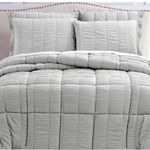 Hotel Living 3 Pce Seersucker Bedspread Comforter Coverlet Grey Queen