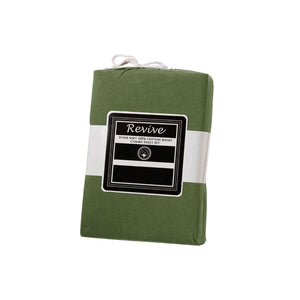 Revive Olive Cotton Jersey Fitted Sheet 38cm Wall Olive Green Double