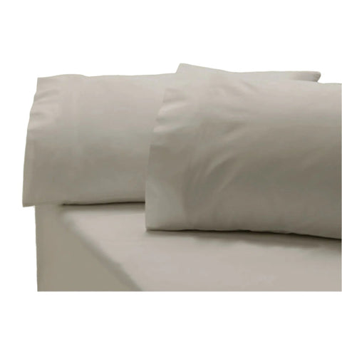 Revive Living 400TC Cotton Sateen Fitted Sheet Pillowcase Set Bone Grey Double