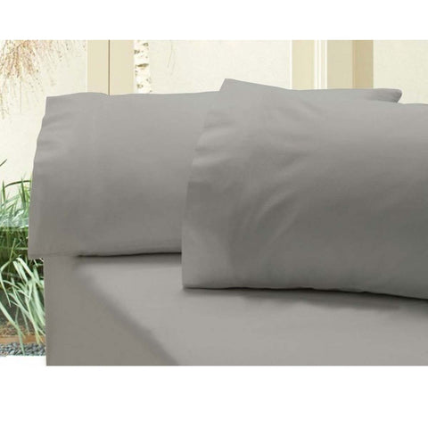 Revive 400TC Cotton Sateen Fitted Sheet Pillowcase Set Grey Double