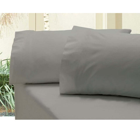 Revive 400TC Cotton Sateen Fitted Sheet Pillowcase Set Koala Grey Double