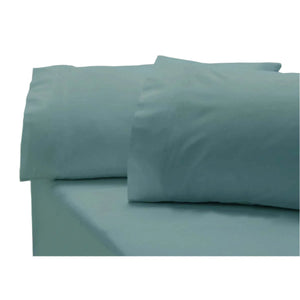Revive 400TC Cotton Sateen Fitted Sheet Pillowcase Set Steel Blue Double