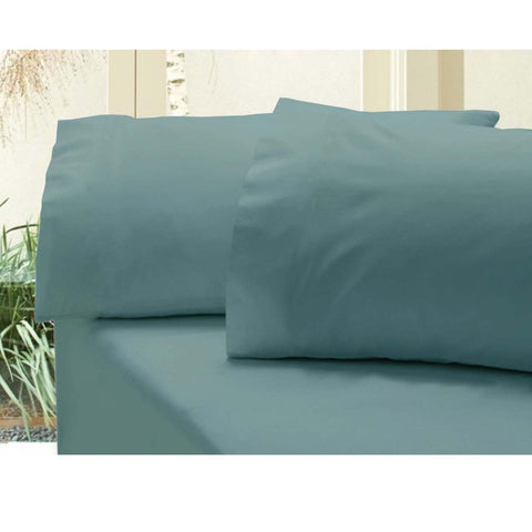 Revive 400TC Cotton Sateen Fitted Sheet Pillowcase Set Steel Blue King