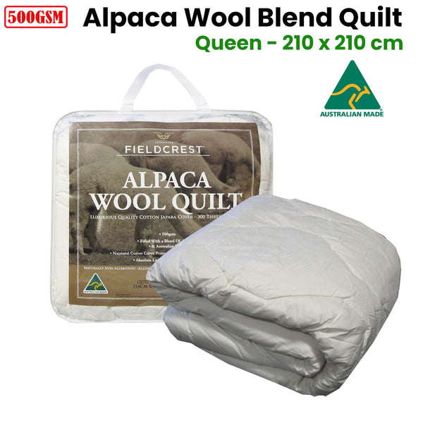 Fieldcrest 500GSM Alpaca Wool Blend Quilt Doona Duvet Queen