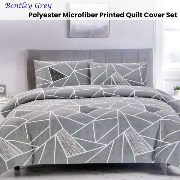 Artex Bentley Geometric Reversible Polyester Quilt Doona Duvet Grey Single