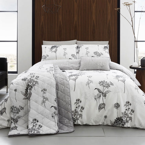 Coverley Floral Cotton Rich Quilt doona Duvet Cover Set Grey King
