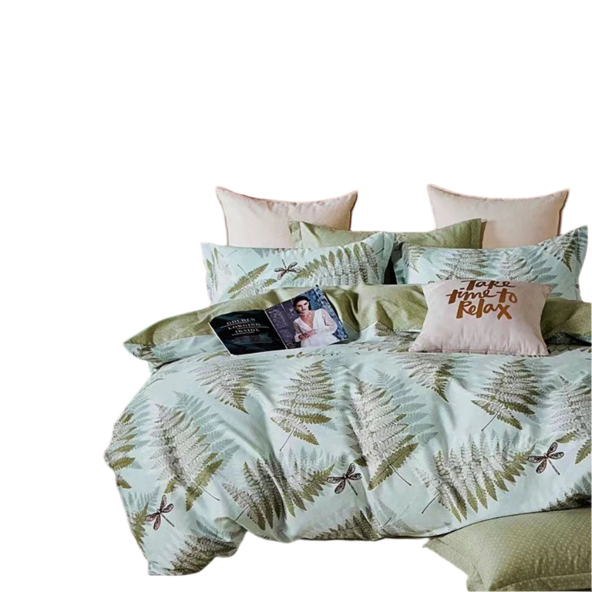 Echuca House Cotton Reversible Quilt Doona Duvet Cover Set Green King