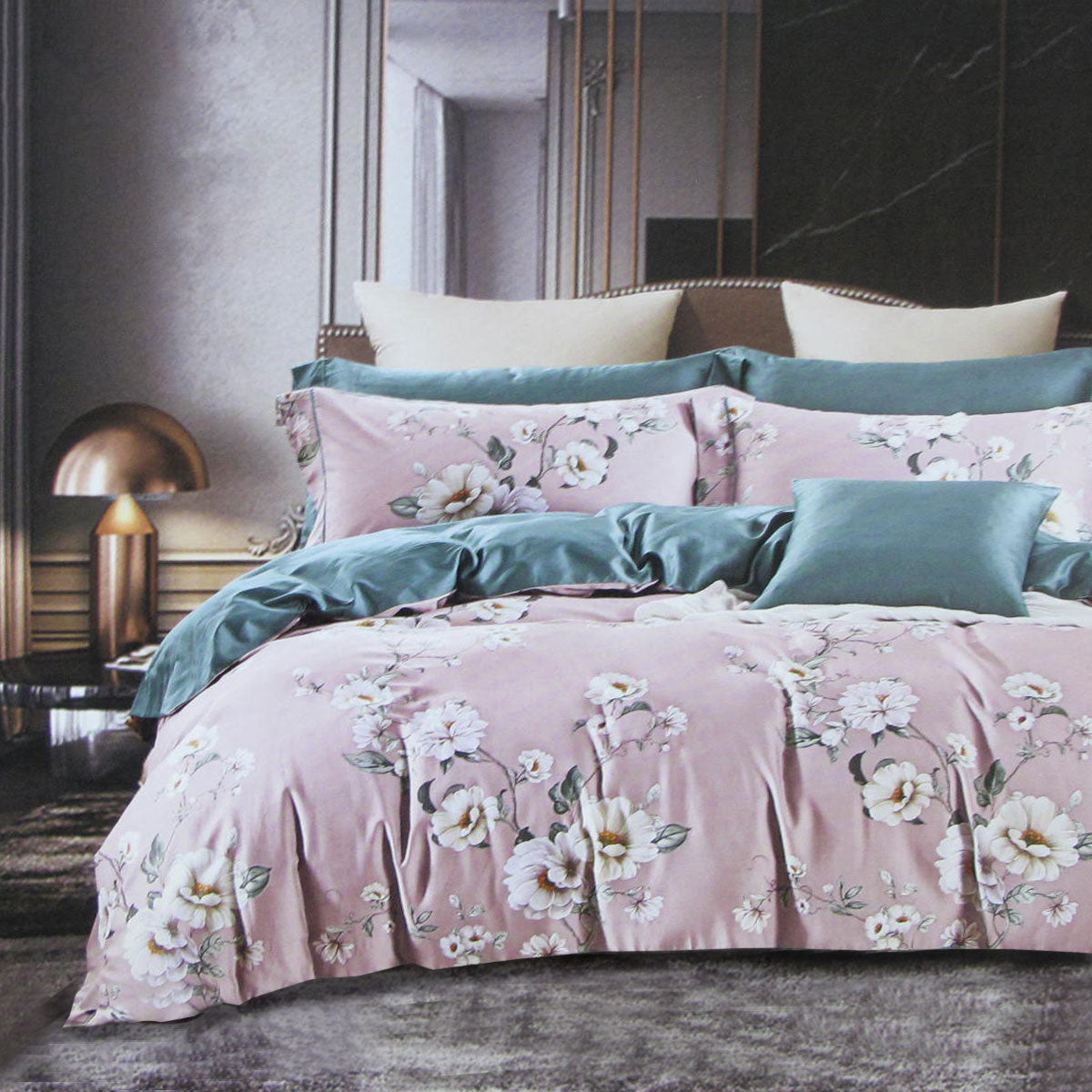 Grace Floral 400TC Cotton Sateen Quilt Doona Duvet Purple King