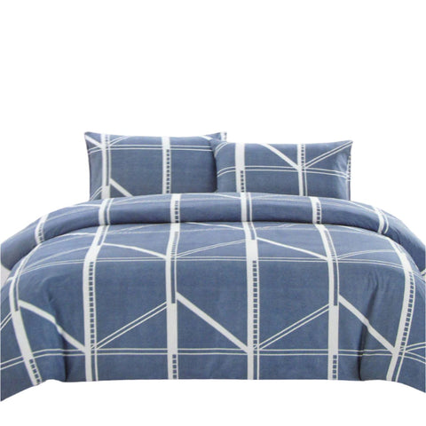 Artex Harold Geometric Reversible Microfibre Quilt Doona Duvet Blue King