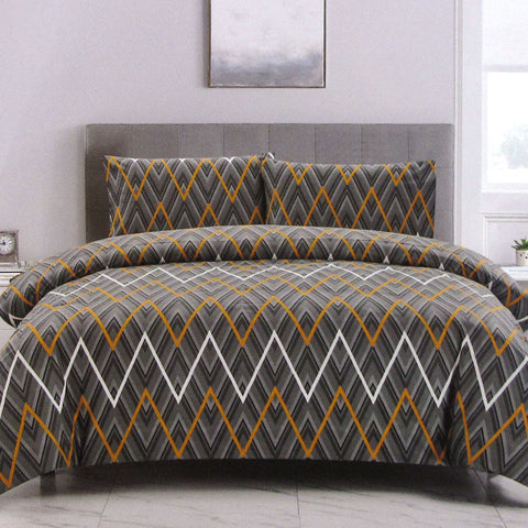 Artex Hayden Geometric Reversible Microfibre Quilt Doona Duvet Orange Queen