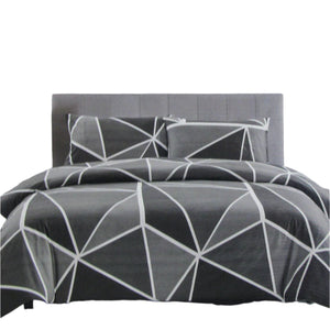Artex Owen Geometric Reversible Microfibre Quilt Doona Duvet Grey King