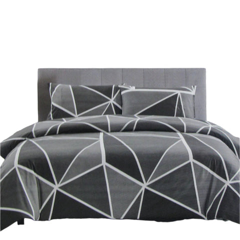 Artex Owen Geometric Reversible Microfibre Quilt Doona Duvet Grey King